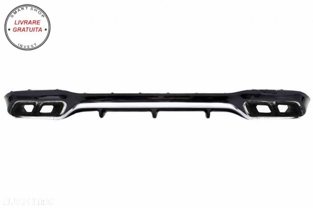 Difuzor Bara Spate cu Ornamente Tobe Negre Mercedes E-Class W213 AMG Line (2016-20- livrare gratuita - 1