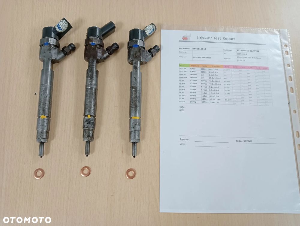 WTRYSK WTRYSKIWACZ BOSCH 0445110015 SPRAWDZONY NOWA PODKLADKA WYDRUK
