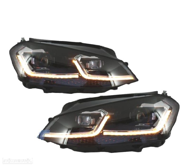 FAROIS VOLKSWAGEN VW GOLF 7 12-17 DRL DINAMICOS PRETO LOOK 7.5 R LINE - 7