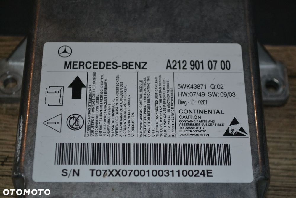 MERCEDES W212 E-KLASA SENSOR PODUSZEK AIRBAG 2129010700 - 3
