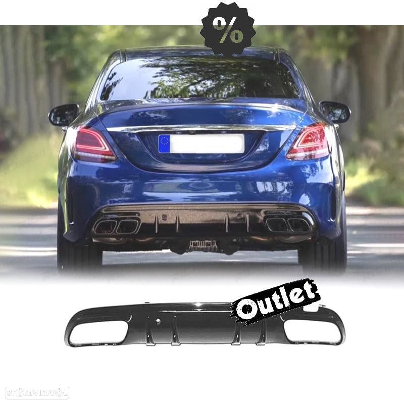 C020150C2 DIFUSOR MERCEDES CLASE C W205 4P 18-21 LOOK AMG PRETO BRILHANTE - 1