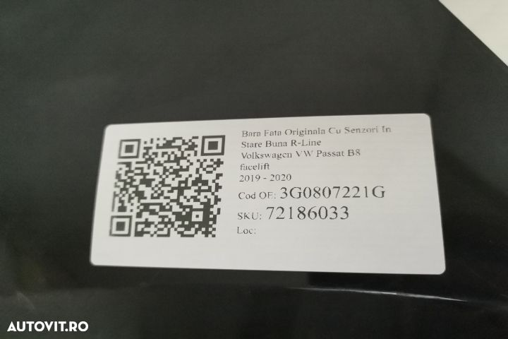 Bara Fata Originala Cu Senzori In Stare Buna R-Line Volkswagen VW  Pas - 7