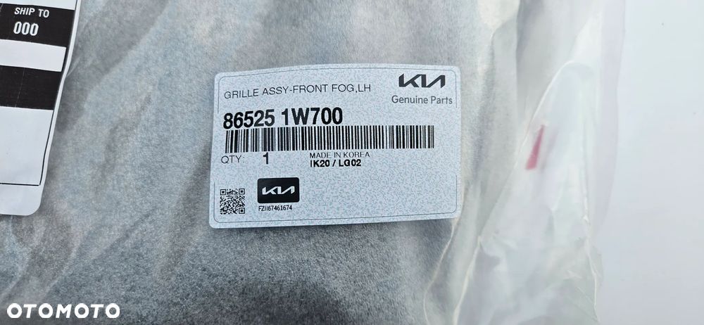 KIA RIO 3 III LIFT 2014-2017 Kratka zderzaka przednia lewa Zaślepka halogenu lewa Atrapa zderzaka przód lewy 86583-1W700 NOWA ORYGINALNA - 9
