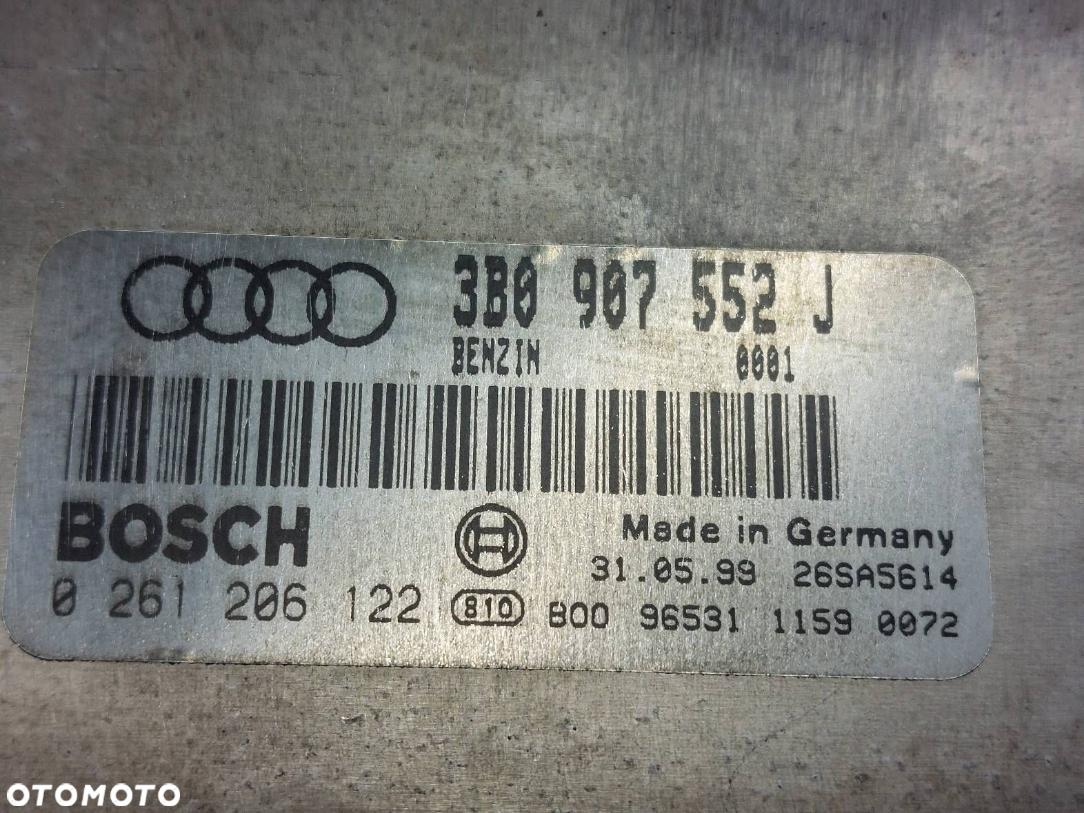 ZESTAW STEROWNIK + STACYJKA AUDI A6 C5 2.4 3B0907552J 4B0905851C - 2