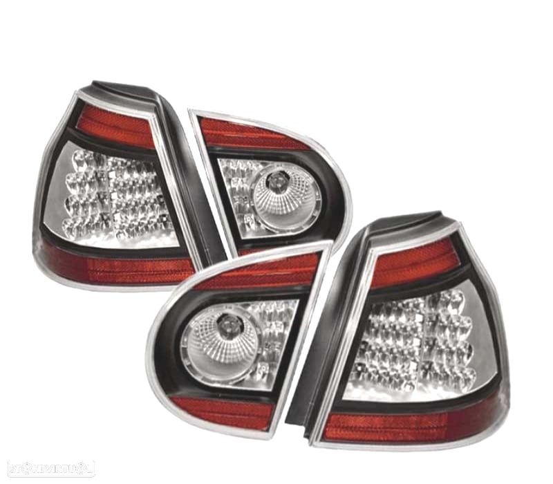 FAROLINS TRASEIROS LED VOLKSWAGEN VW GOLF 5 MK V 03-08 CROMADO VERMELHO - 1
