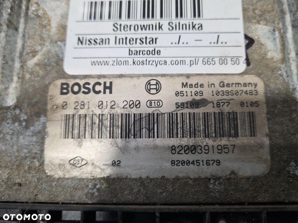 NISSAN INTERSTAR STEROWNIK SILNIKA 0281012200 ZD30 - 2