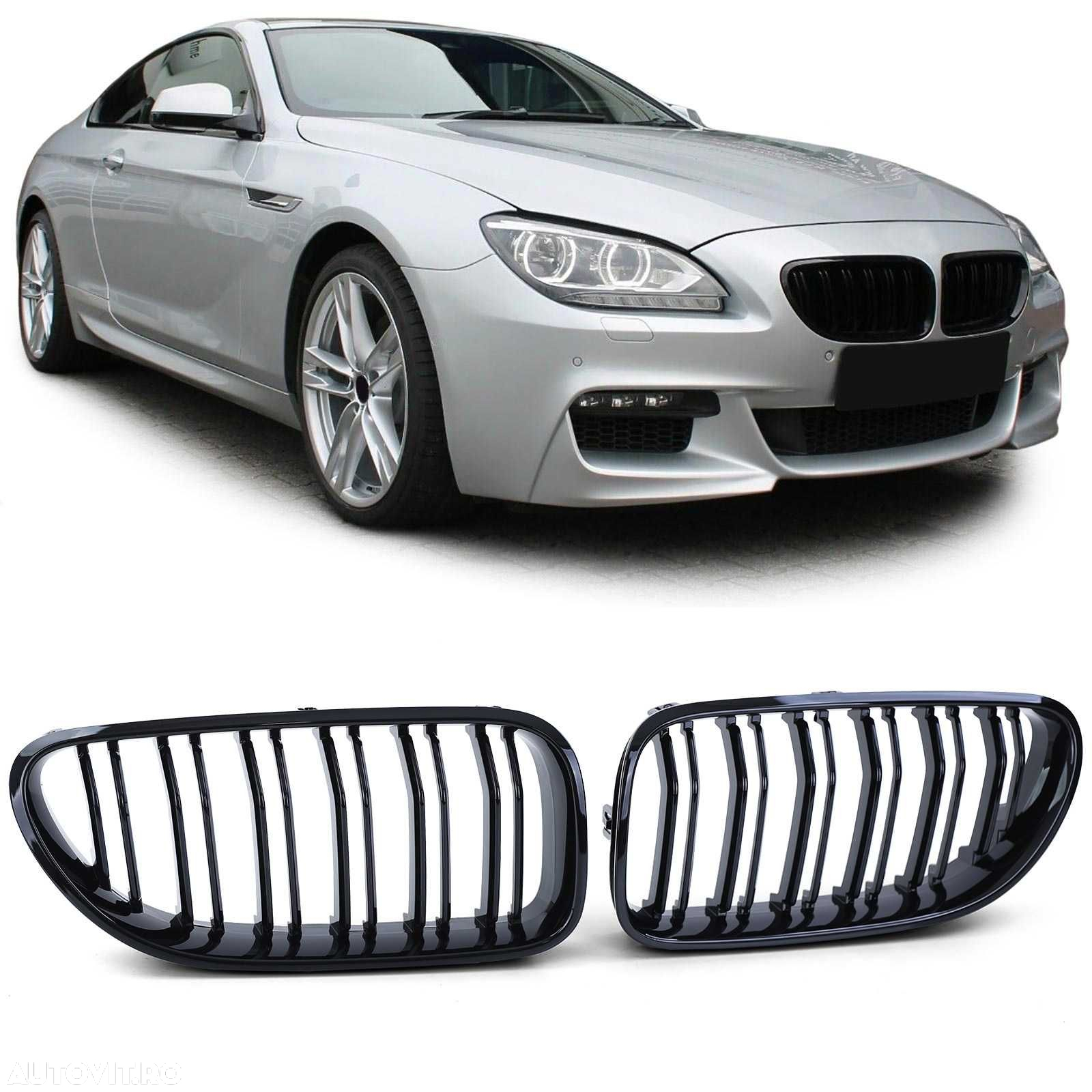 Grile Nari Duble M Look BMW Seria 6 F06 F12 F13, Negru Lucios M6 Sport - 2
