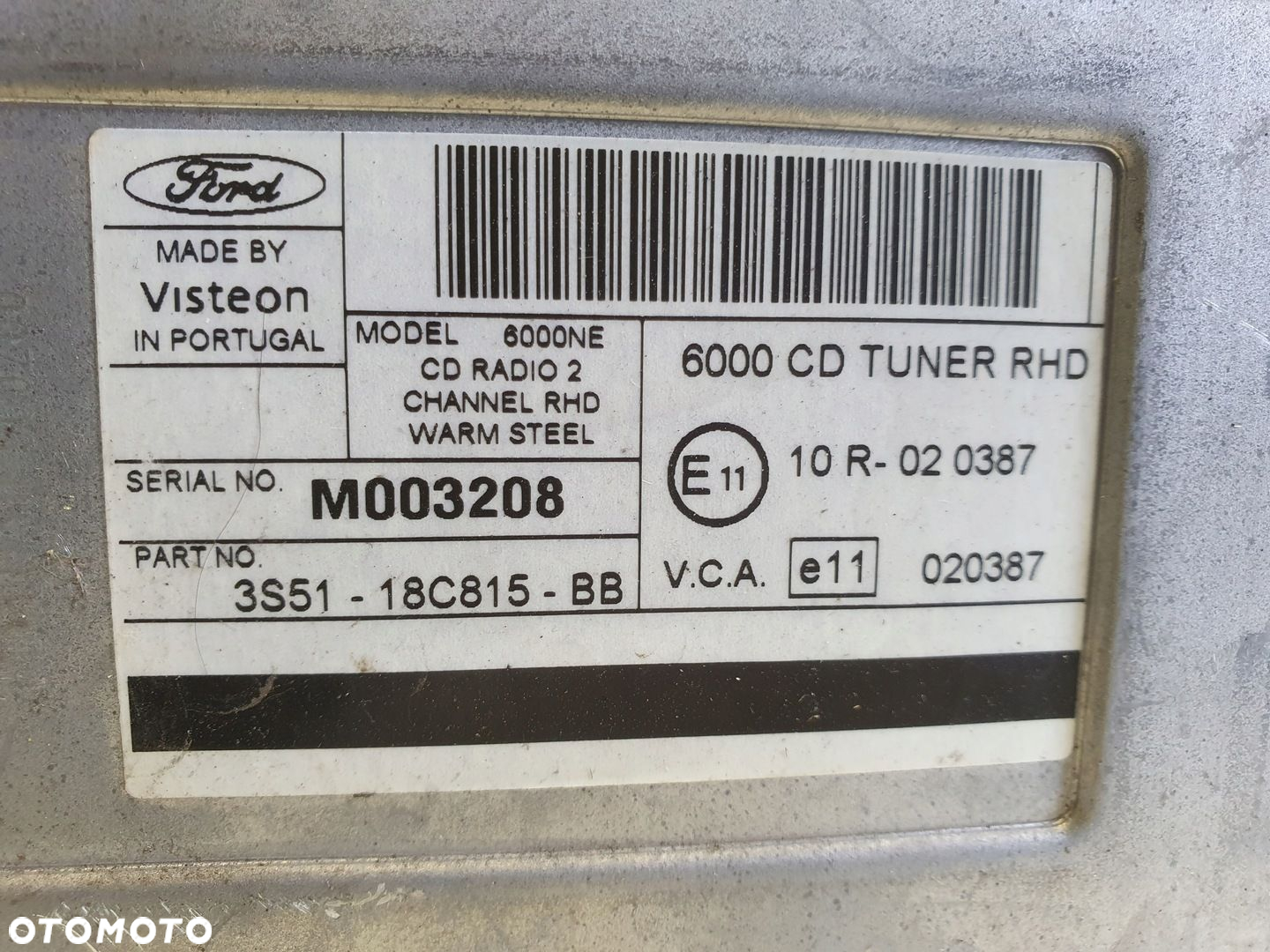 Ford Focus mk1 Transit mk6 RADIOODTWATRZACZ CD radio 6000CD 3S51-18C815-BB - 6