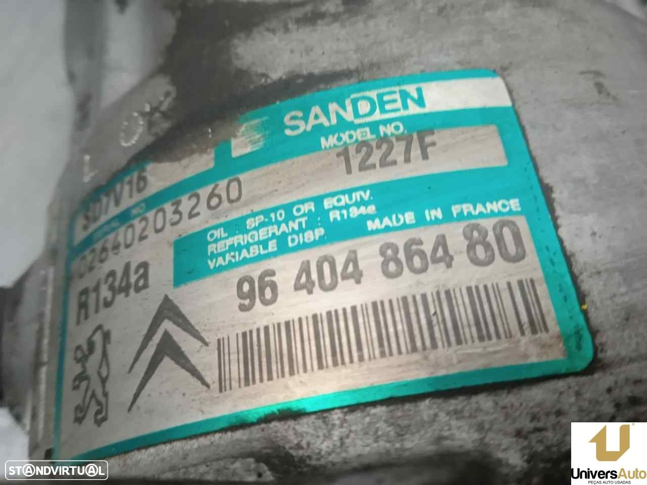 COMPRESSOR AR CONDICIONADO PEUGEOT 206 FASTBACK 2002 -9640486480 - 4