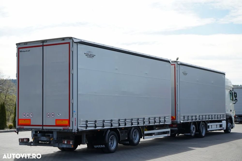 DAF XF 480 / CUPLAJ TANDEM / SSC / MEGA / PUNȚĂ RIDICATĂ / I-PARK COOL / ȘINGURI PENTRU STICLE / REMORCA WECON - 7,70 M / - 6