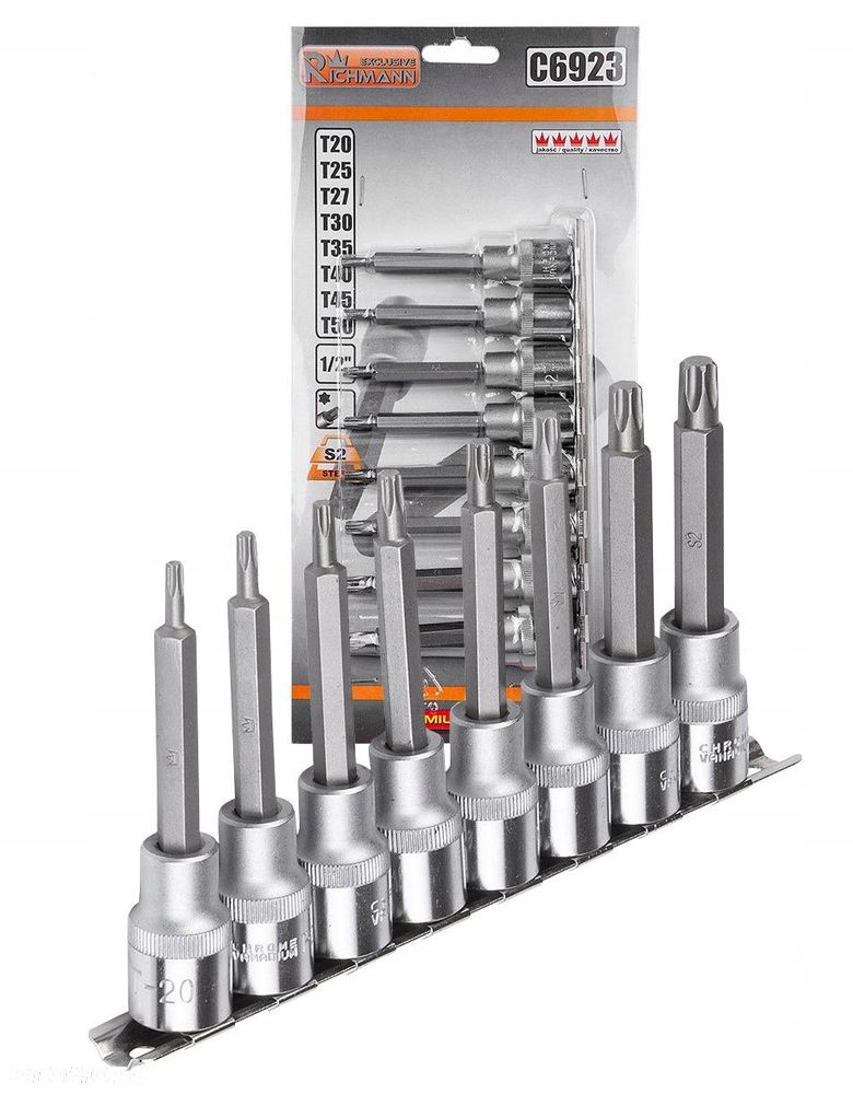 ZESTAW KLUCZY NASADOWYCH TORX KLUCZE T20-50 8 szt - 6