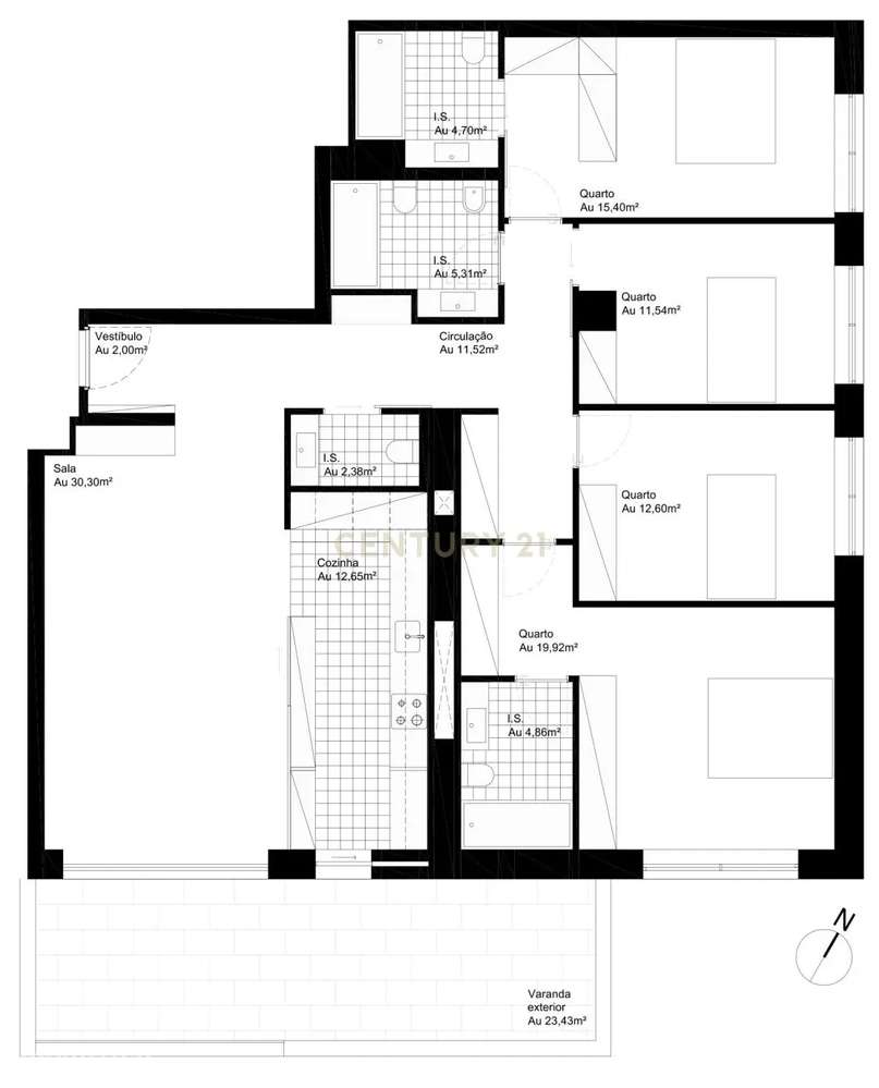 Apartamento T4 com varanda num condomínio fechado, Ocean Terrace, em L - Grande imagem: 2/4