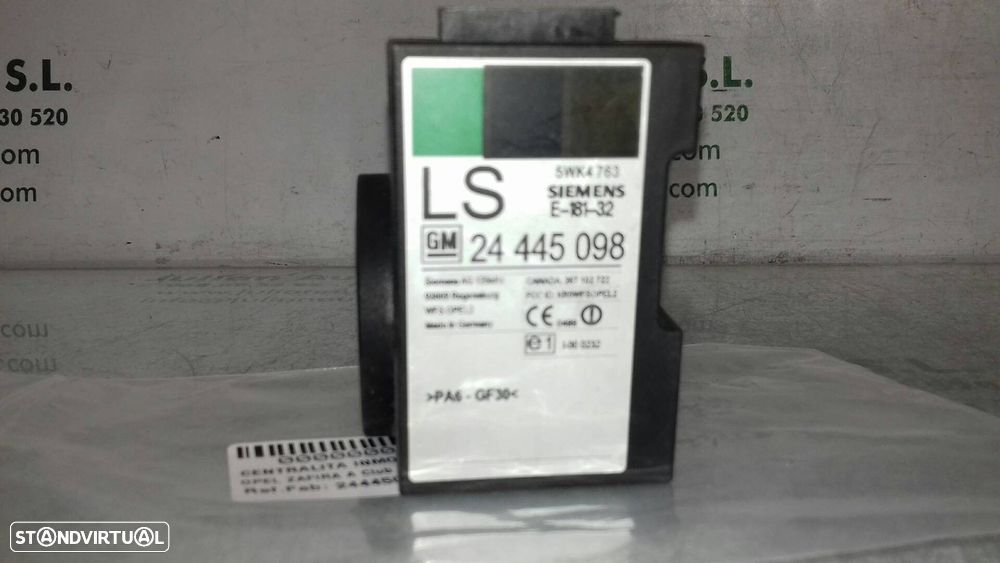 CENTRALINA IMOBILIZADOR OPEL ZAFIRA A LIMUSINA 2001 -24445098 - 1