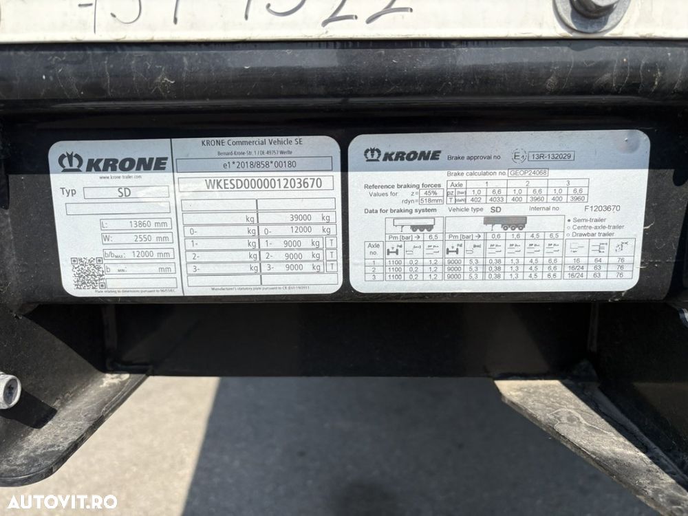 Krone Prelata, axa liftanta, lada paleti, factura externa - 12