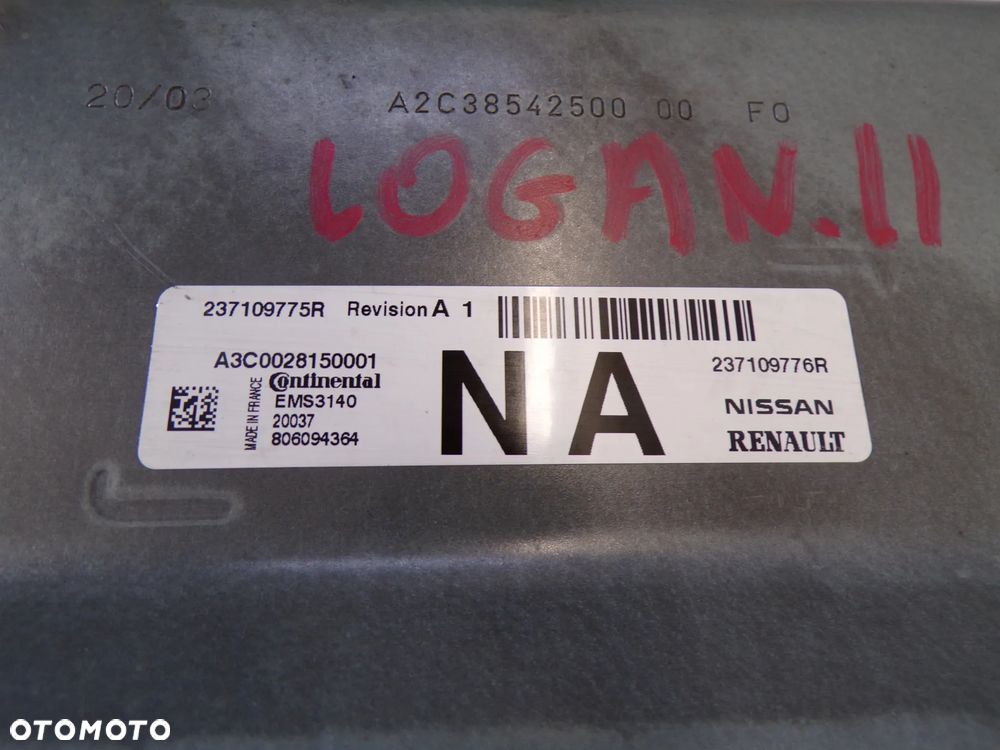 KOMPUTER STEROWNIK SILNIKA DACIA LOGAN II SANDERO II RENAULT CLIO IV NISSAN 237109776R - 2