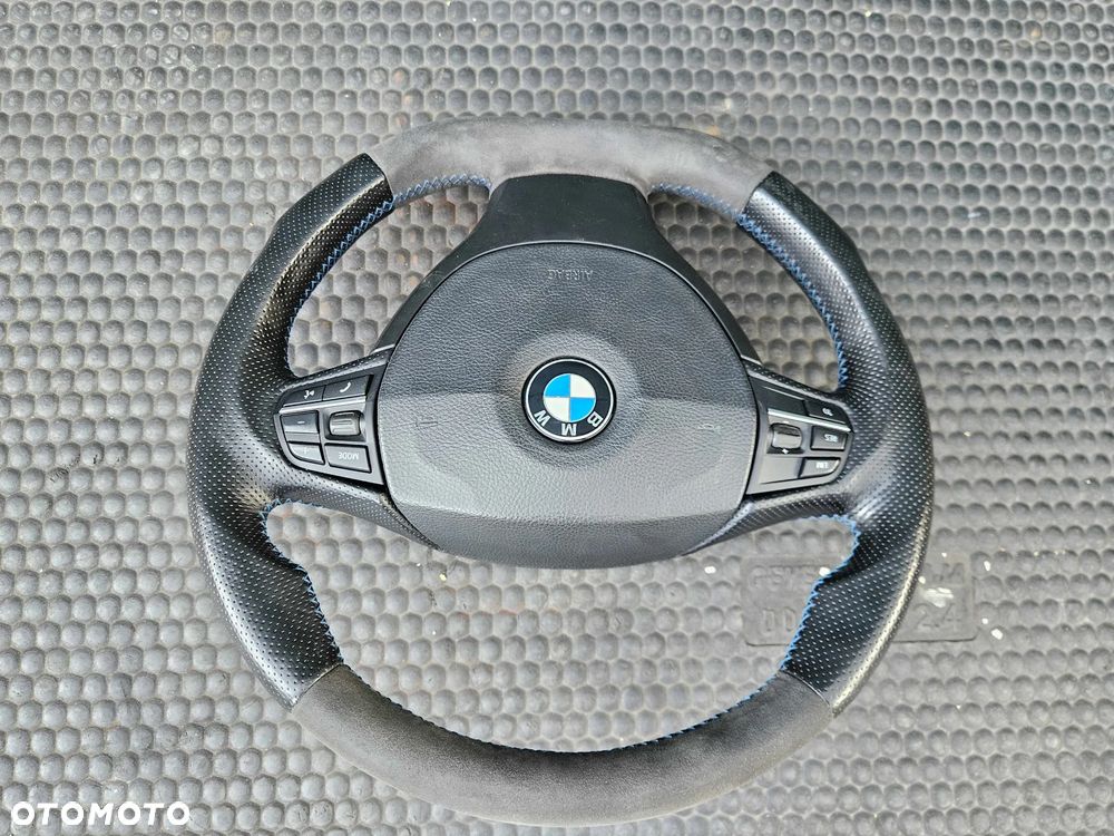 Kierownica Ścięta Trzy 3 Ramienna Pikowana Skóra Ancantara Multifunkcja Sterowanie AirBag Poduszka BMW 5 F10 F11 - 6