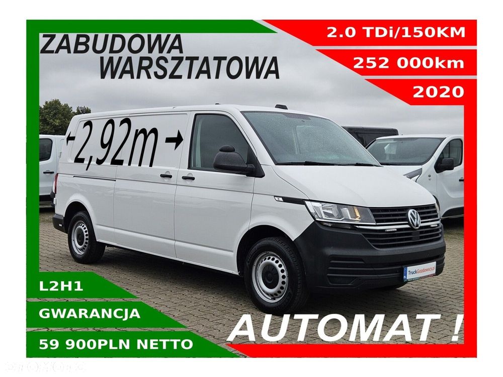 Volkswagen Transporter L2H1 *59900zł NETTO* Zabudowa warsztatowa 2.0TDi/150KM automat - 1