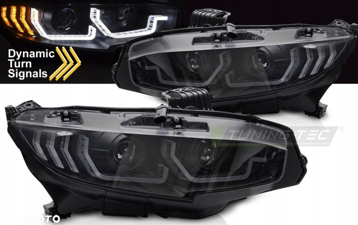 Reflektory Lampy kpl Diody Soczewka Clear Black Honda Civic X 10 2016-2021 - 2
