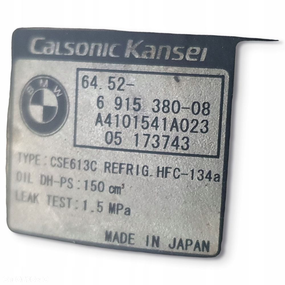 SPRĘŻARKA KLIMATYZACJI BMW E87 E90 1.8 2.0 i 6915380 - 2