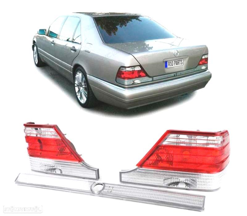 FAROLINS MERCEDES S W140 94-98 VERMELHO BRANCO - 1