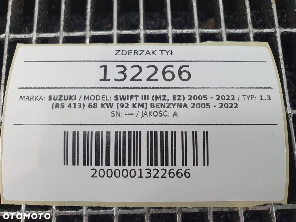 ZDERZAK TYŁ TYLNY KOMPLETNY SUZUKI SWIFT III MK6 5D ORYGINAŁ - 9
