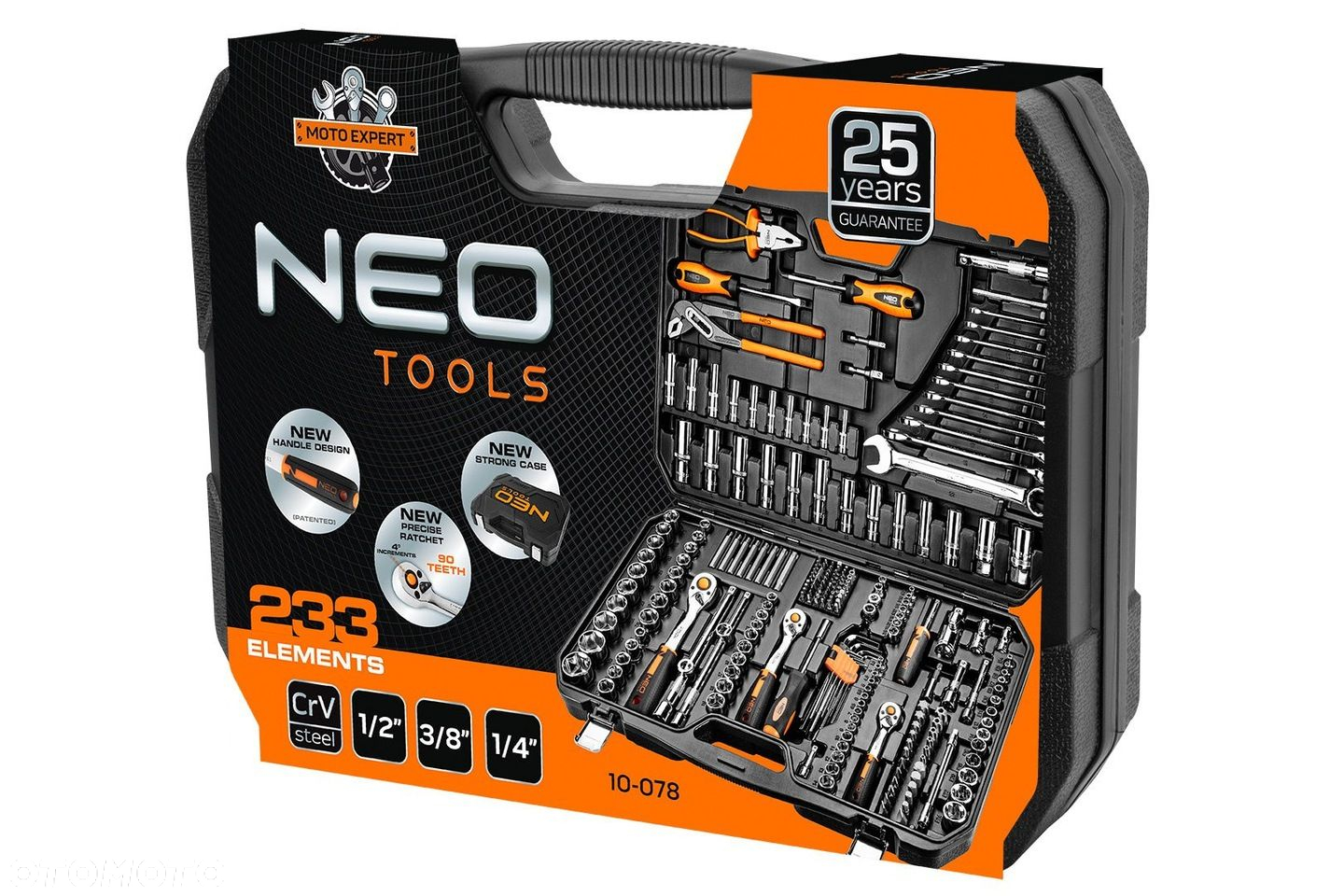 NEO ZESTAW KLUCZY NASADOWYCH 233E 1/2" 1/4" NASADKI BITY SATYNA TORX 40SZT - 8