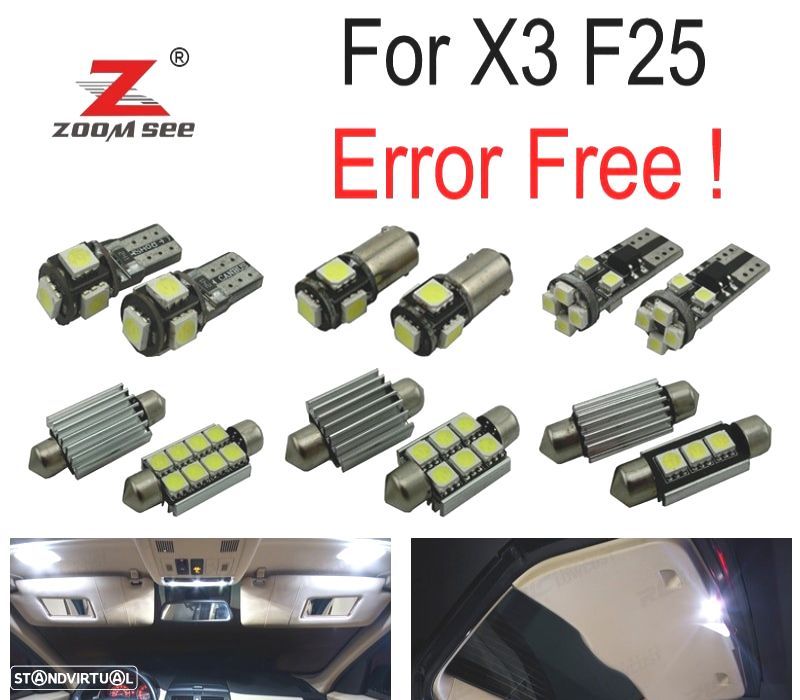 KIT COMPLETO DE 21 LÂMPADAS LED INTERIOR BMW X3 F25 11-17 - 1