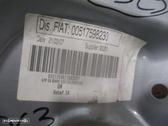 Elevador Sem Motor 00517598230 LANCIA MUSA 2007 1.3D  70CV 5P AZUL TD - 3