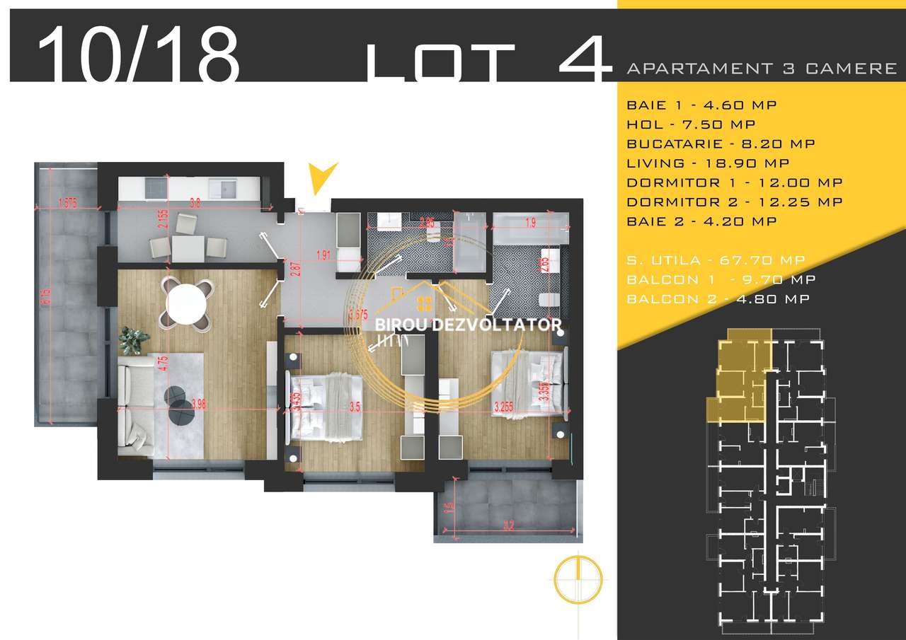 Interior view of Apartament 3 bedroom in Drumul Gura Ariesului