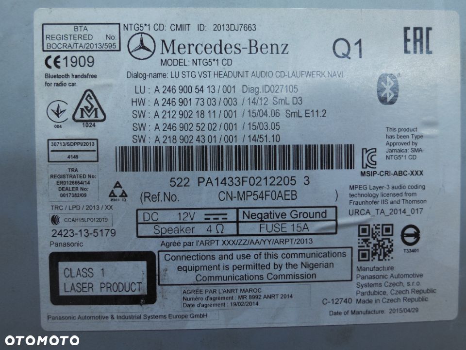 MERCEDES CLA W117 GLA RADIO FABRYCZNE NAWIGACJA Numer katalogowy części A2469005413 - 3