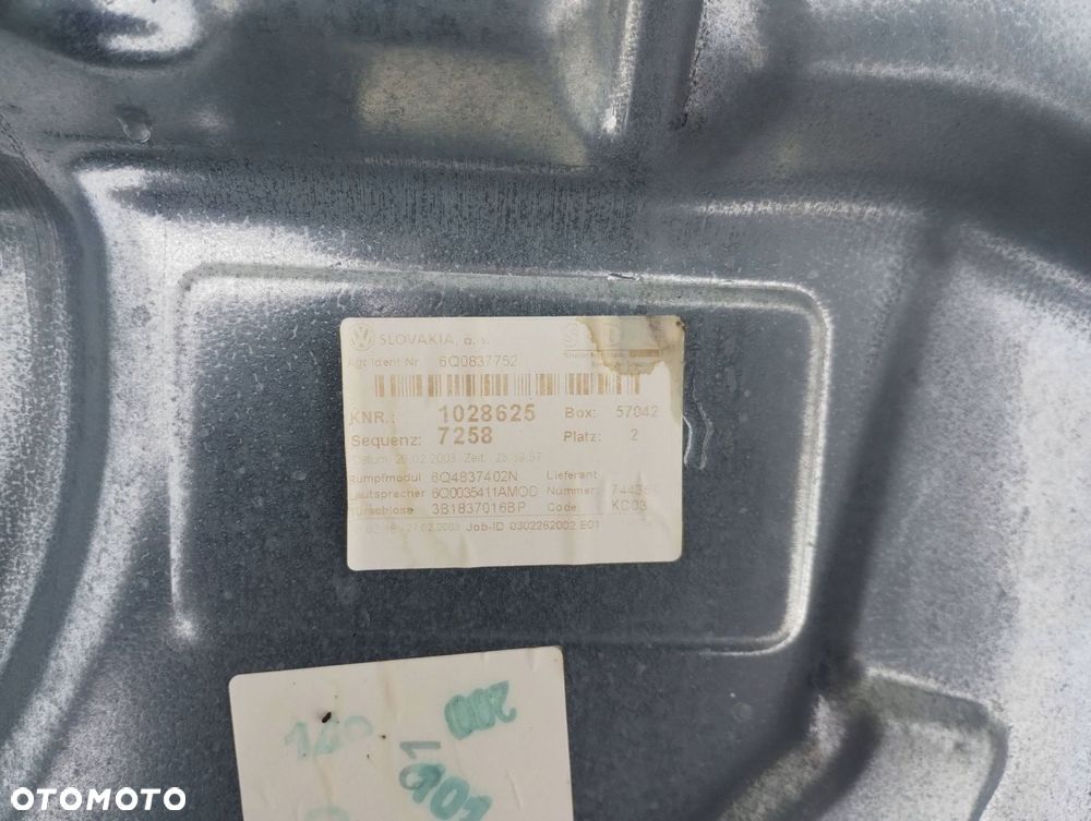 Podnośnik Mechanizm Szyby Prawy Przód 6Q0837752 Vw Polo 9N Iv - 5