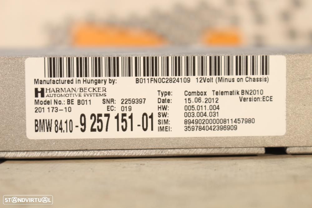 Módulo Do Bluetooth Bmw 3 (F30, F80)  84109257151 / 9257151 - 7