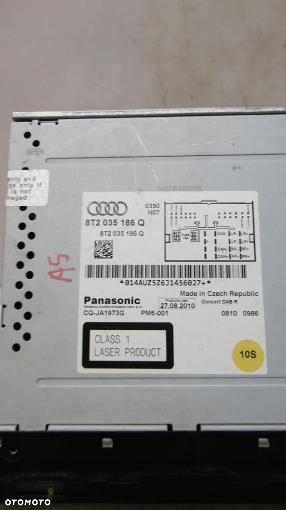RADIOODTWARZACZ CD AUDI A5 8T A4 B8 8T2035186Q - 6
