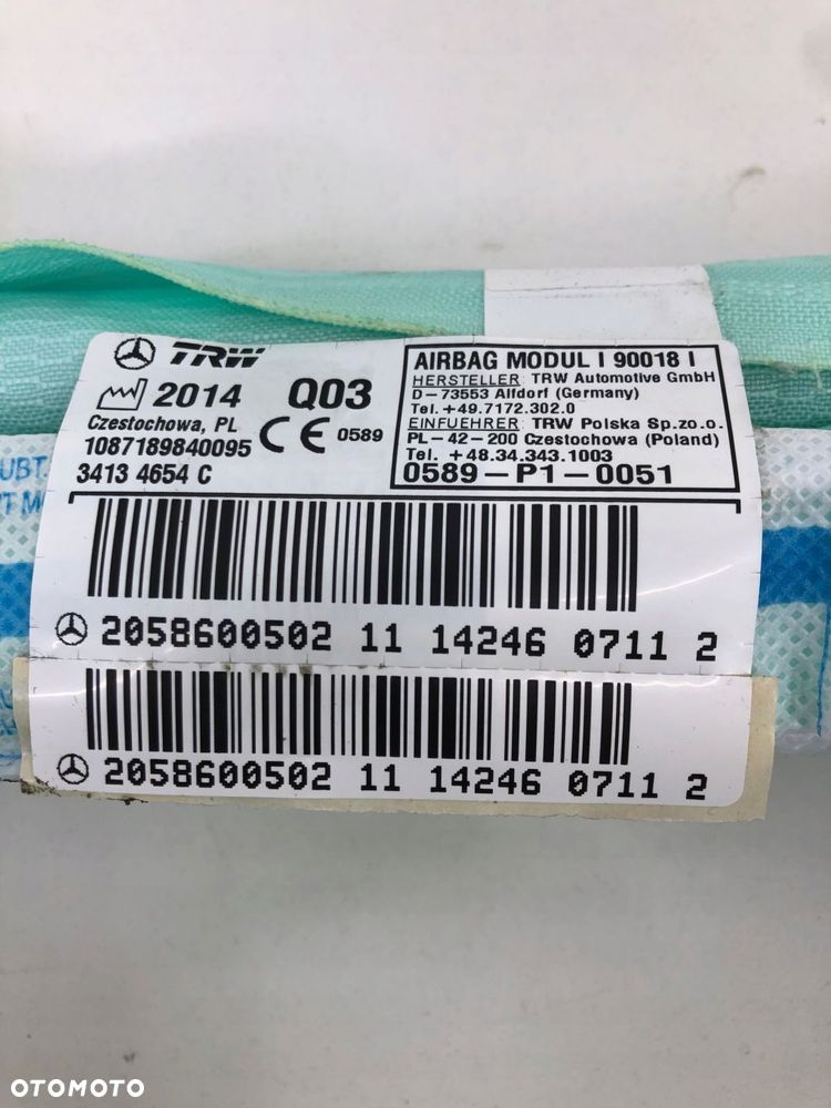 MERCEDES W205 KURTYNA POWIETRZNA AIRBAG PRAWA A2058600502 - 2