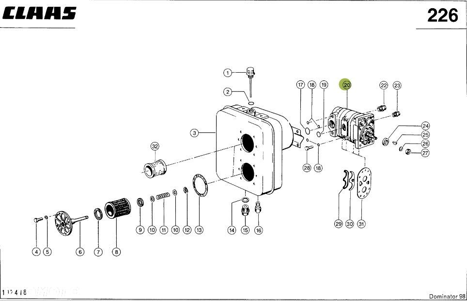 Claas Dominator 98 - zbiornik hydrauliki 0000888650 - 1
