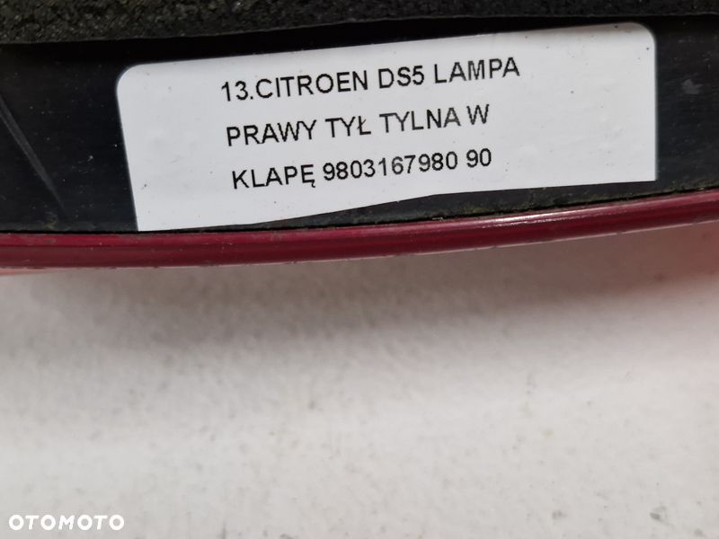 CITROEN DS5 LAMPA PRAWY TYŁ TYLNA W KLAPĘ 9803167980 - 7