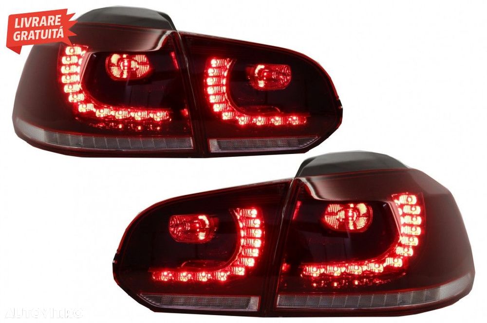 Stopuri FULL LED VW Golf 6 VI (2008-2013) R20 Design Semnal Secvential - 6