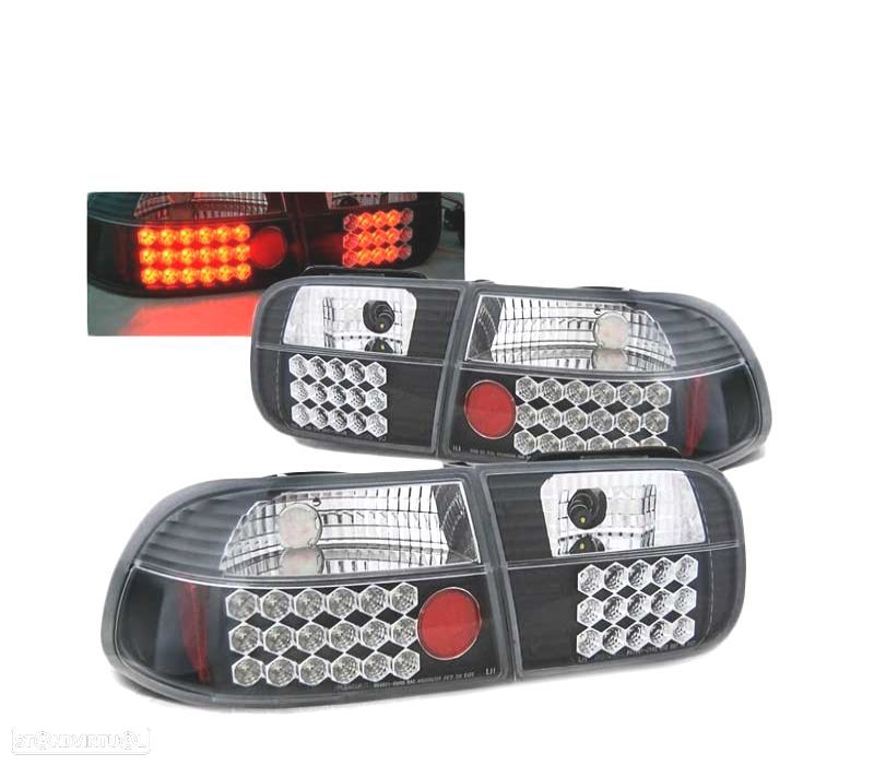 FAROLINS TRASEIROS LED HONDA CIVIC 2P 4P 91-95 PRETO - 1