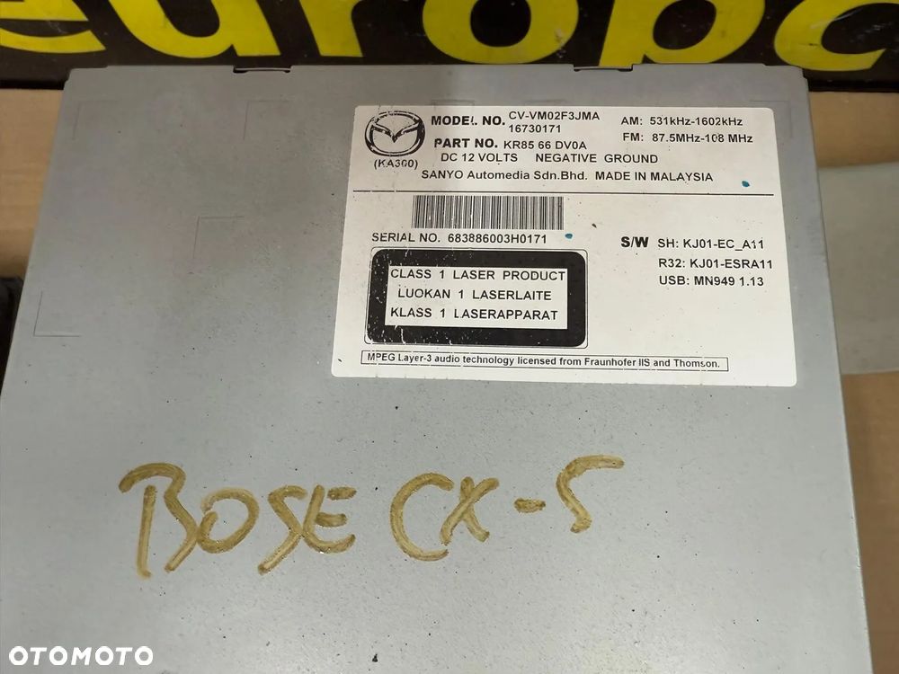 MAZDA CX-5 I 12-18 GŁOŚNIKI WZMACNIACZ RADIO BOSE KR8566DV0A KE6866A20 - 6