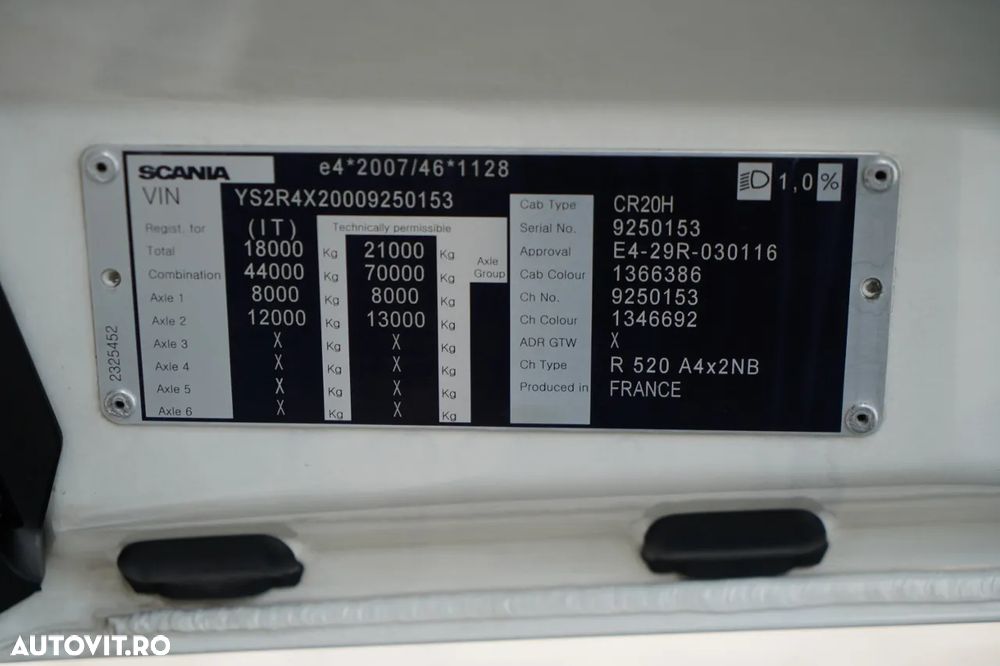 Scania R 520 / V8 / SISTEM HIDRAULIC / RETARDER / I-PARK COOL / ADR AT / TOATE AIRBAGURILE / EURO 6 - 37