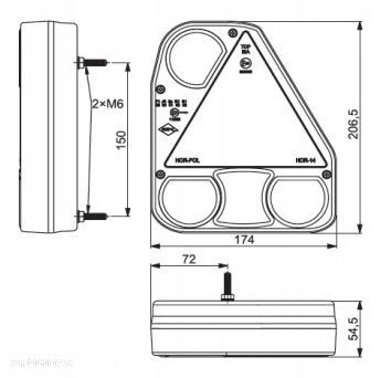 LAMPA TYLNA ZESPOLONA TRÓJKĄT ODBLASK PRZYCZEPA - 4