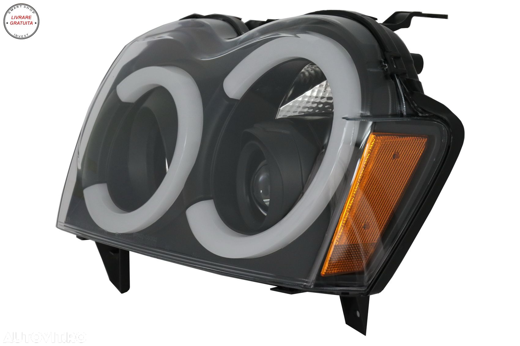 Faruri Angel Eyes TUB LED Jeep Grand Cherokee WK (2005-2008) Negru- livrare gratuita - 4