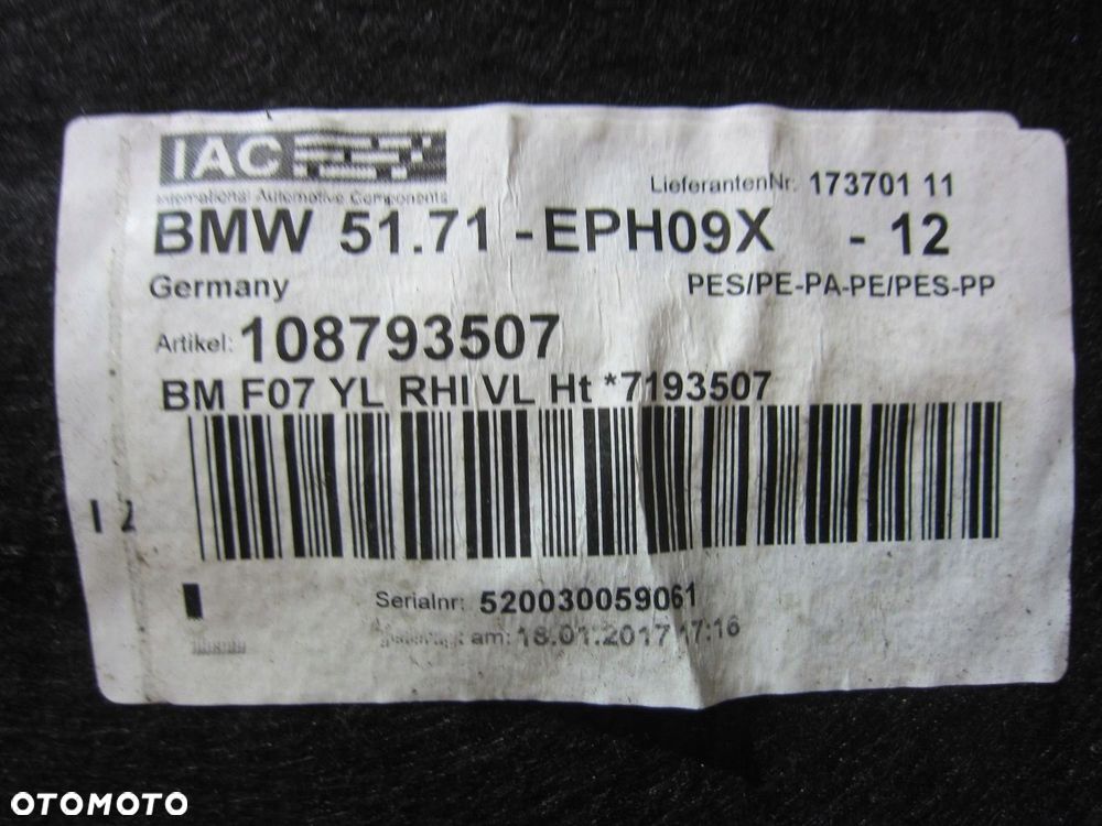 BMW 5 F07 GT OSŁONA NADKOLE LEWE PRZEDNIE PRZÓD KOMPLET 7193509 - 9