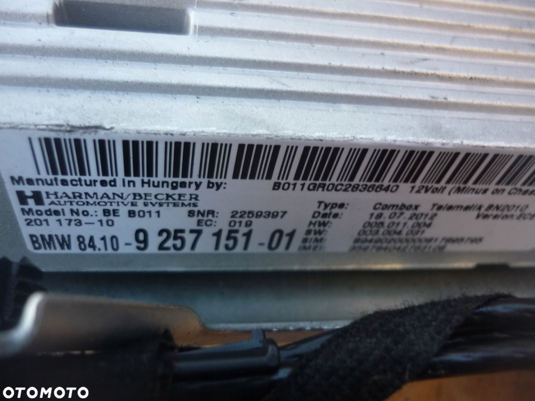 BMW F30 F31 F10 MODUŁ COMBOX GPS BLUETOOTH 9257151 - 2
