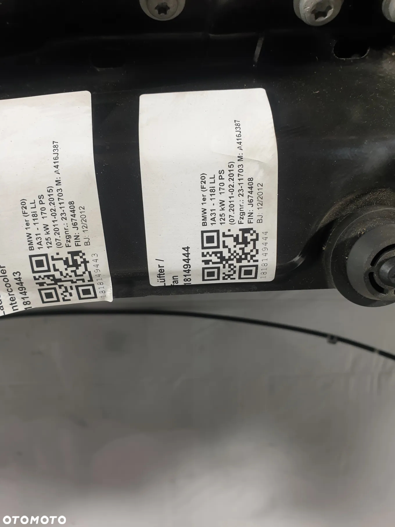 BMW 1  F20 F21 BŁOTNIK LEWY PRZÓD LEWY PRZEDNI  LAMPY LAMPA LEWA PRAWA LEWY PRAWY PRZÓD XENON ZDERZAK PAS PRZEDNI CHŁODNIC WZMOCNIENIE CZOŁOWE 475 BLACK SHAPPIRE JAK NOWY! POTESTOWY! - 6