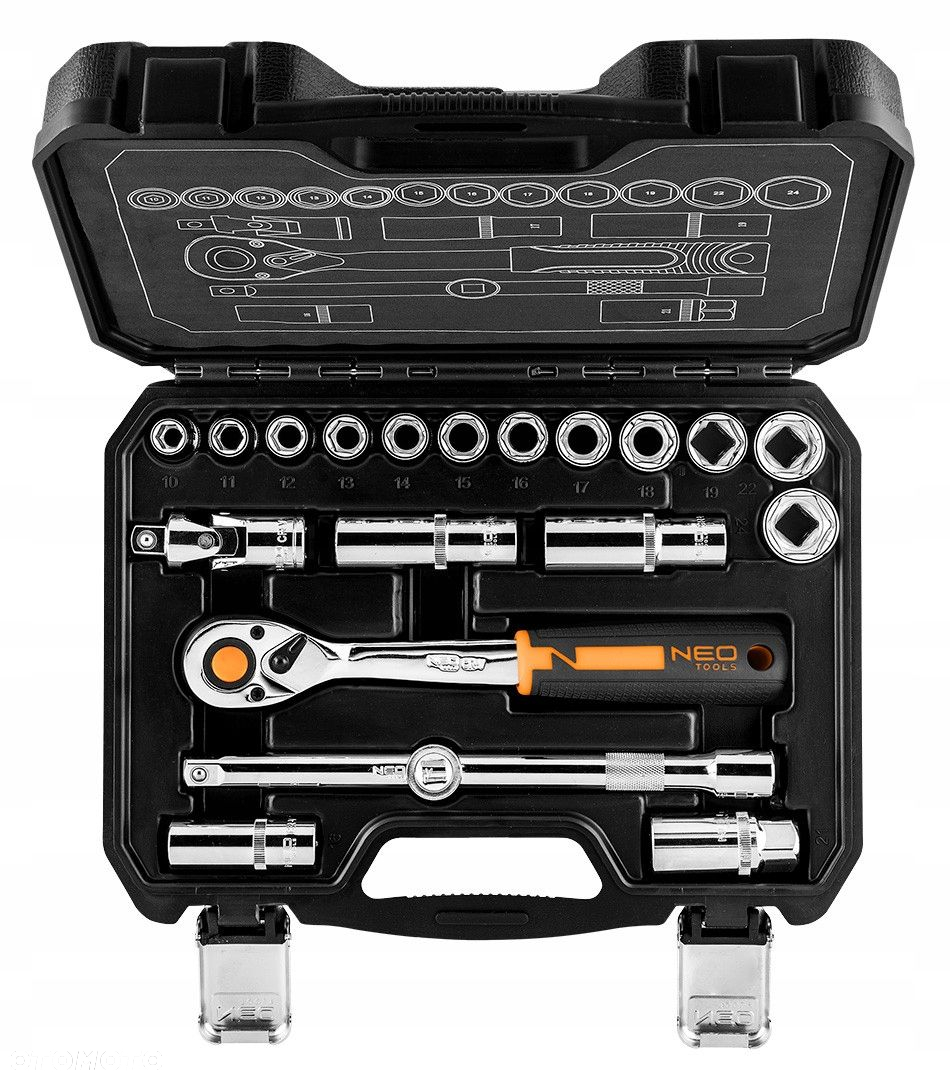 NEO ZESTAW KLUCZY NASADOWYCH 20 ELEMENTÓW 1/2" SATYNA  6-22mm PŁ-OCZ - 3