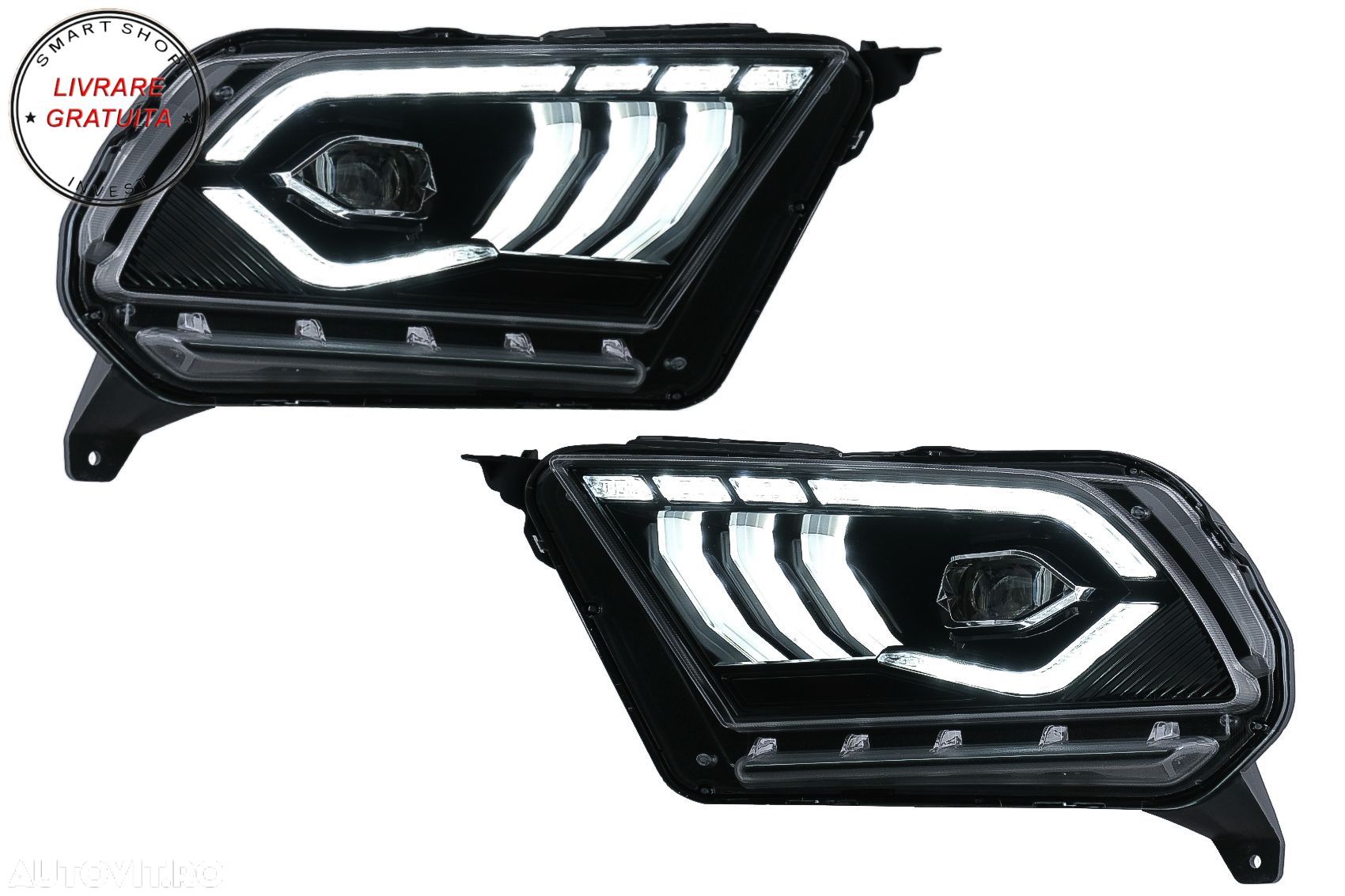 Faruri Full LED Ford Mustang V (2010-2014) cu Semnal Dinamic Secvential- livrare gratuita - 1