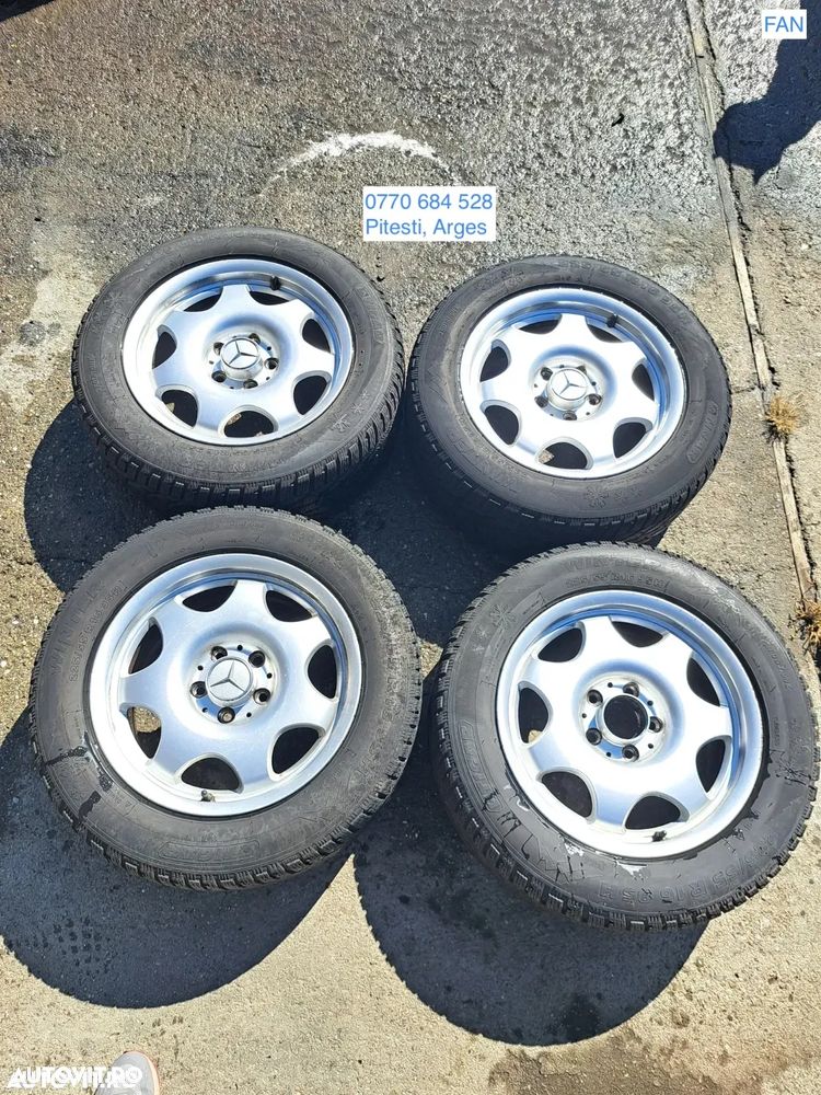 Set jante aliaj aluminiu foarte usoare cauciucuri iarna stare foarte buna Tigar Dot 2020 225/55/R16 7Jx16H2 distanta prezoane 5x112 Originale Mercedes E-class W211 2008-2008 - 1