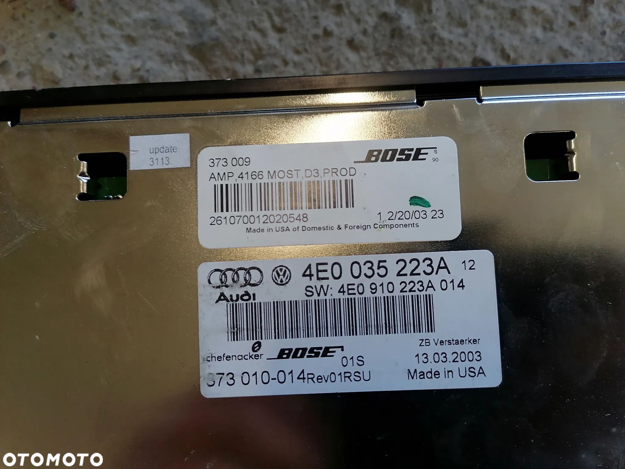 Zestaw BOSE Głośniki Wzmacniacz Subwoofer Komplet Audi A8 D3 - 11