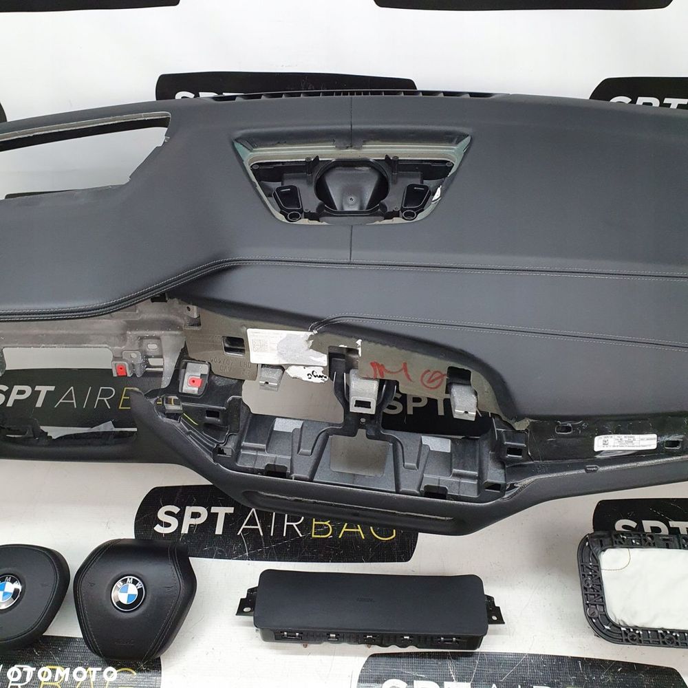 BMW X5 G05 X7 G07 DESKA ROZDZIELCZA SKÓRA SZARA NITKA KONSOLA KOKPIT PULPIT PODUSZKI AIRBAG AIR BAG PASY KIT SET - 3